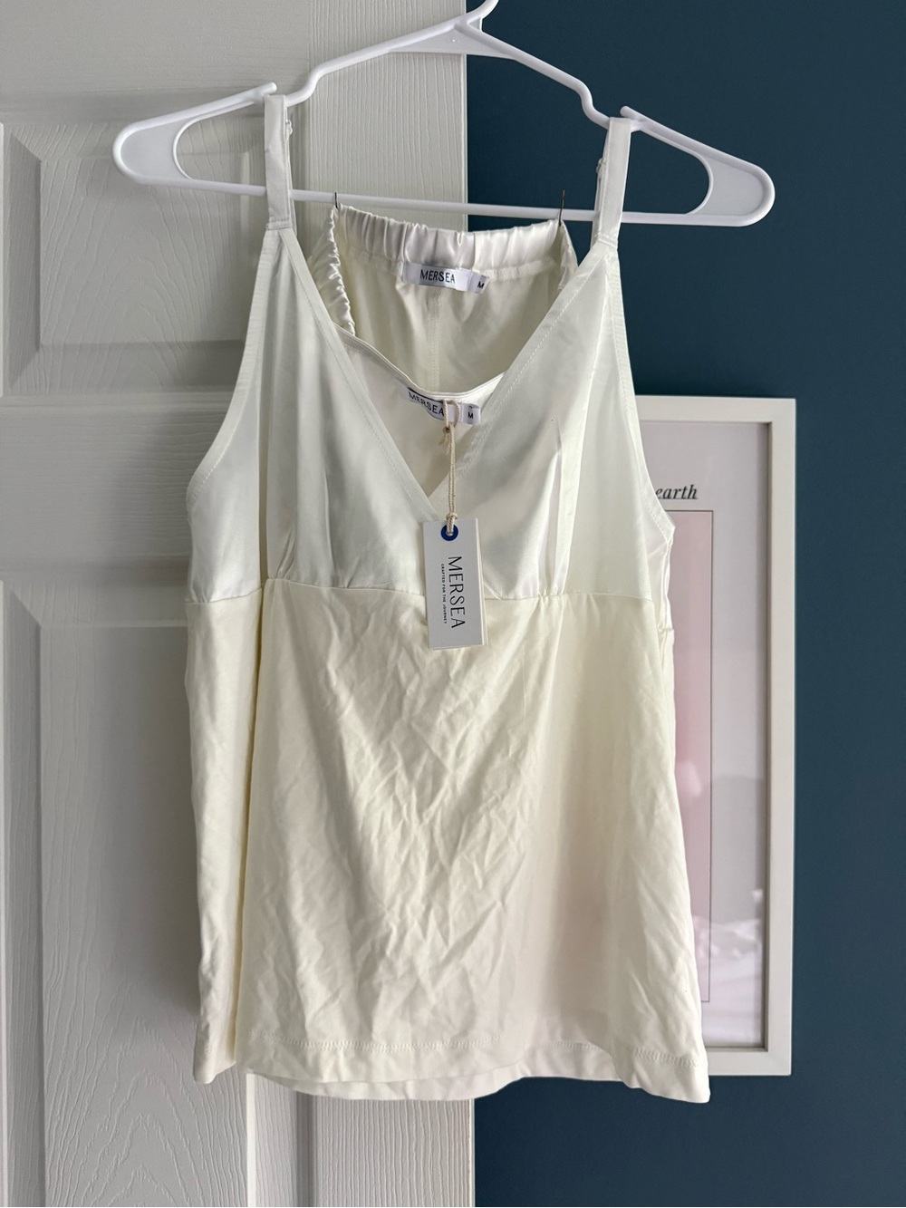 Mersea Cream Satin-Trim V-Neck Cami